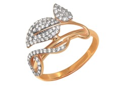 Серебряное кольцо с позолотой с фианитом