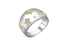 Серебряное кольцо с позолотой с фианитом