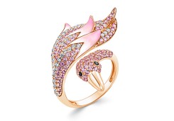 Серебряное кольцо с позолотой с фианитом