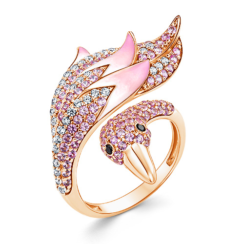 Серебряное кольцо с позолотой с фианитом