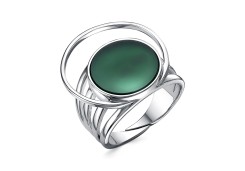 Серебряное кольцо с агатом зеленым
