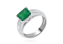 Серебряное кольцо с агатом зеленым