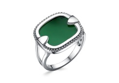 Серебряное кольцо с агатом зеленым