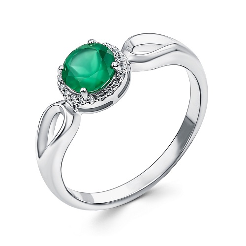 Серебряное кольцо с агатом зеленым