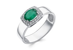 Серебряное кольцо с агатом зеленым