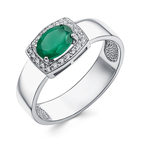 Серебряное кольцо с агатом зеленым