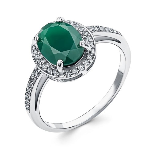 Серебряное кольцо с агатом зеленым