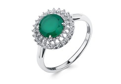 Серебряное кольцо с агатом зеленым