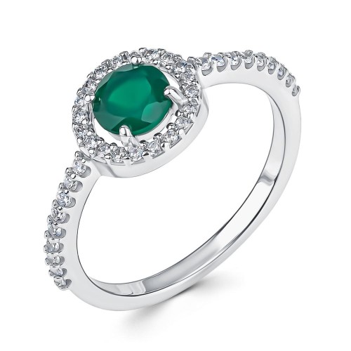 Серебряное кольцо с агатом зеленым