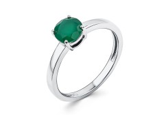 Серебряное кольцо с агатом зеленым