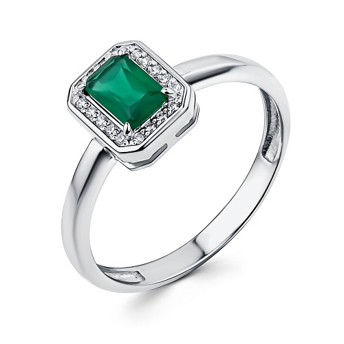 Серебряное кольцо с агатом зеленым