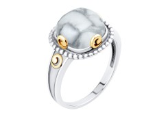 Серебряное кольцо с позолотой с кахалонгом