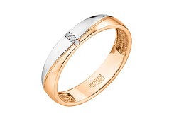 Золотое обручальное кольцо с фианитом