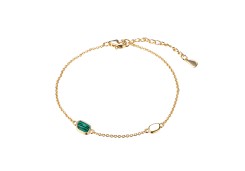 Серебряный браслет с позолотой с малахитом