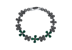 Серебряный браслет с агатом зеленым