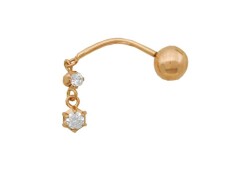 Серьга д/пирсинга из золота с фианитом