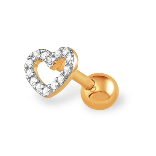 Серьга д/пирсинга из золота с фианитом