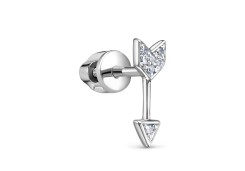 Серьга д/пирсинга из белого золота с бриллиантом
