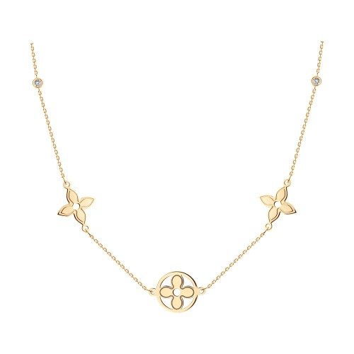 Золотое колье с фианитом