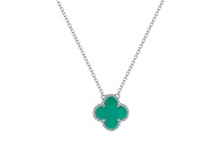 Серебряное колье с агатом зеленым