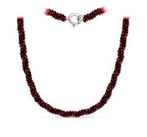 Бусы из серебра с гранатом