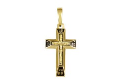 Крест из желтого золота с эмалью