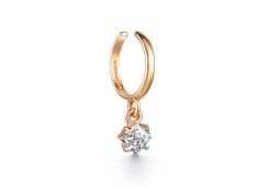 Золотая серьга классическая с фианитом