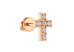 Золотая серьга пусет (гвоздик) с фианитом