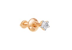 Золотая серьга пусет (гвоздик) с фианитом