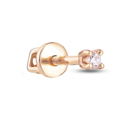 Золотая серьга пусет (гвоздик) с фианитом