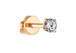 Золотая серьга пусет (гвоздик) с фианитом