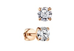 Золотая серьга пусет (гвоздик) с фианитом