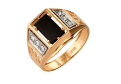 Печатка из золота с ониксом