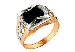 Печатка из золота с ониксом