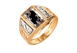 Печатка из золота с ониксом
