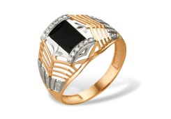 Печатка из золота с ониксом