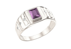 Печатка из серебра с аметистом