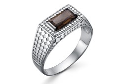 Печатка из серебра с раух-топазом