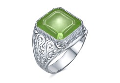 Печатка из серебра с нефритом