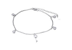 Браслет на ногу из серебра с фианитом