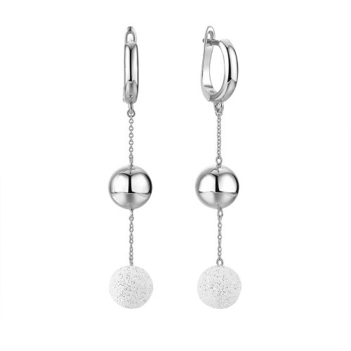 Серебряные cерьги висячие с глиттером