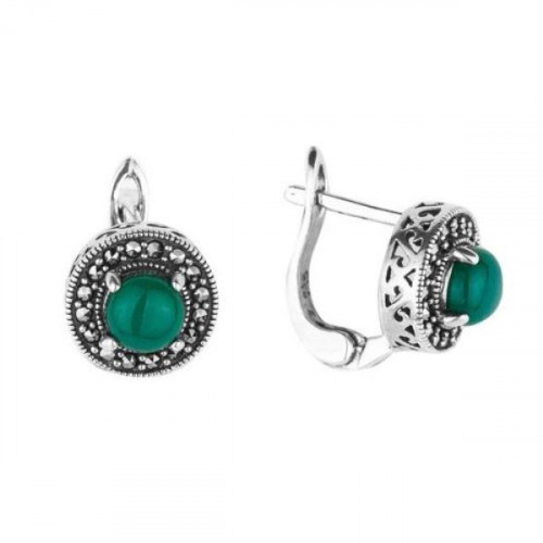 Серебряные cерьги классические с хризопразом