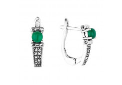 Серебряные cерьги классические с хризопразом