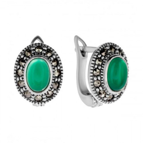 Серебряные cерьги классические с хризопразом