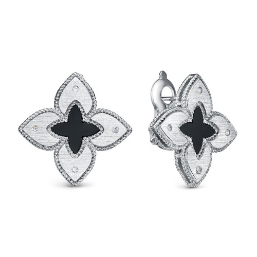 Серебряные cерьги классические с ониксом