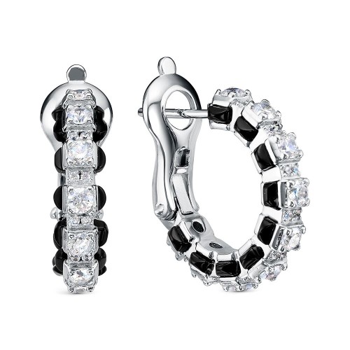 Серебряные cерьги с ониксом