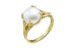 Кольцо из желтого золота с жемчугом