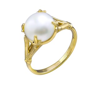 Кольцо из желтого золота с жемчугом