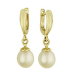 Серьги висячие из желтого золота с жемчугом
