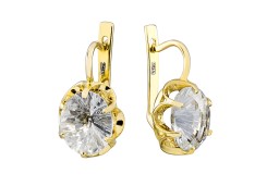 Серьги из желтого золота с горным хрусталем